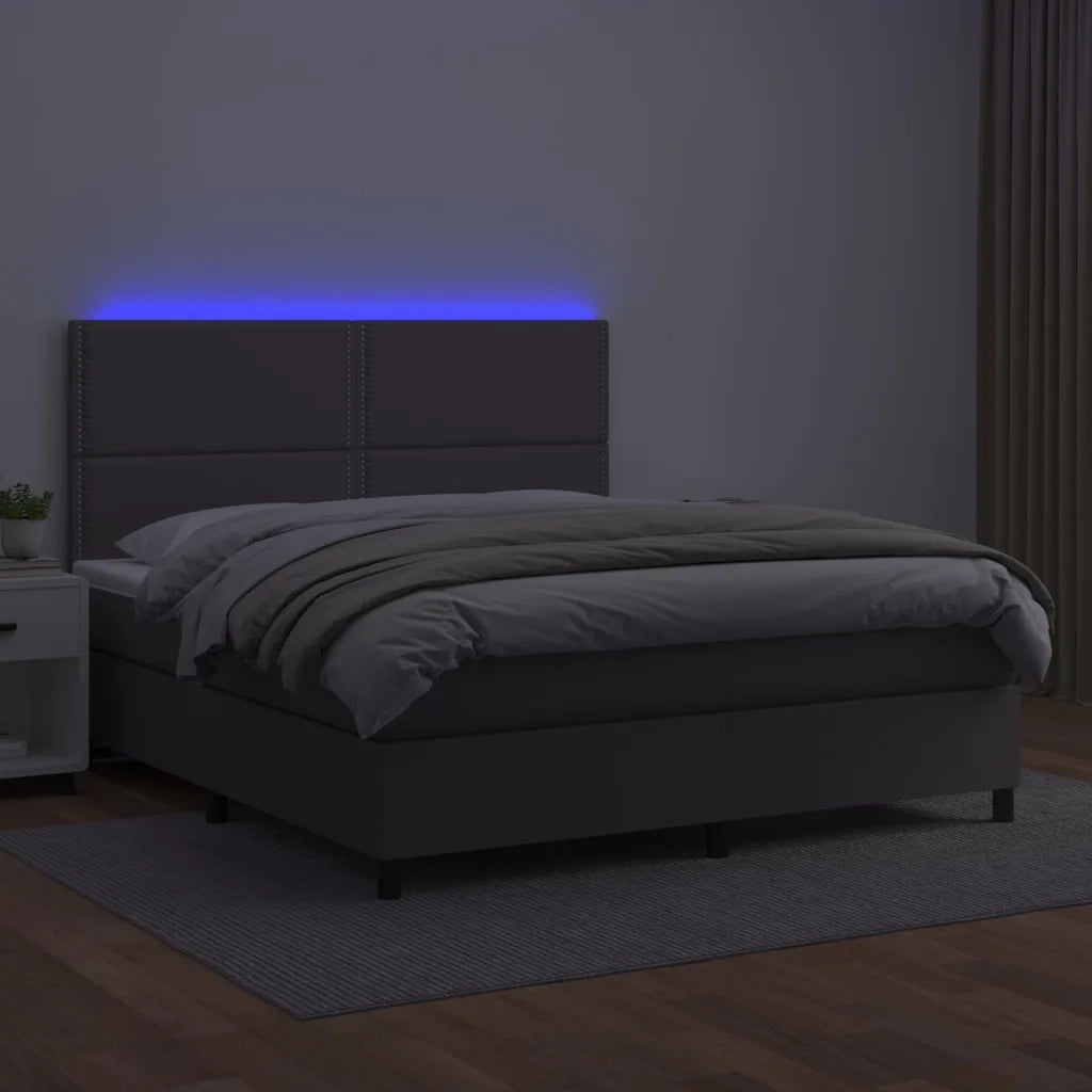 Giroletto Molle con Materasso e LED Grigio 180x200cm Similpelle 3135901