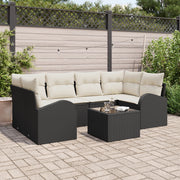 Set di divani da giardino  7 pezzi con cuscini in rattan polietilene nero