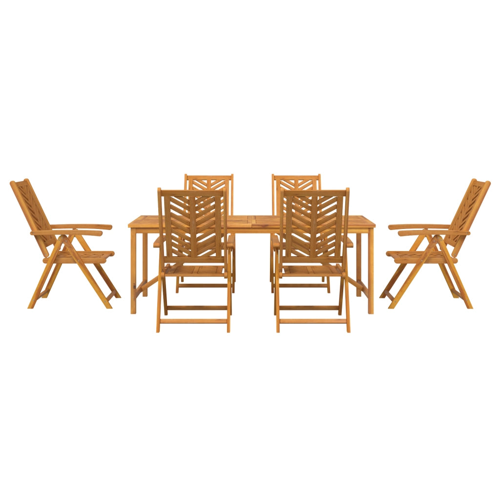 Set da Pranzo Giardino 7 Pezzi in Legno Massello di Acacia