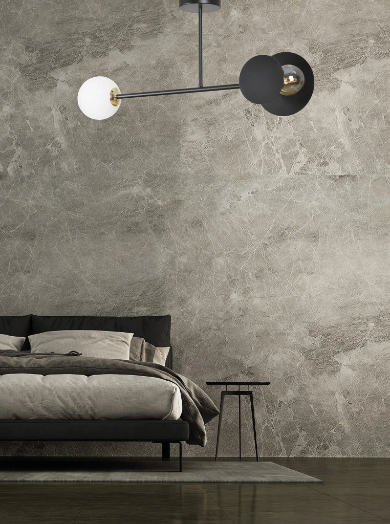 Lampada soffitto Emibig Minerva 2xE27 nera vetro 80cm