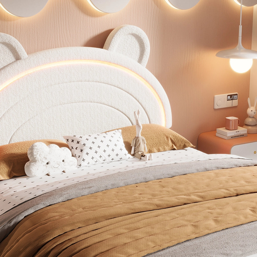 letto imbottito velluto beige 90 x 200 cm