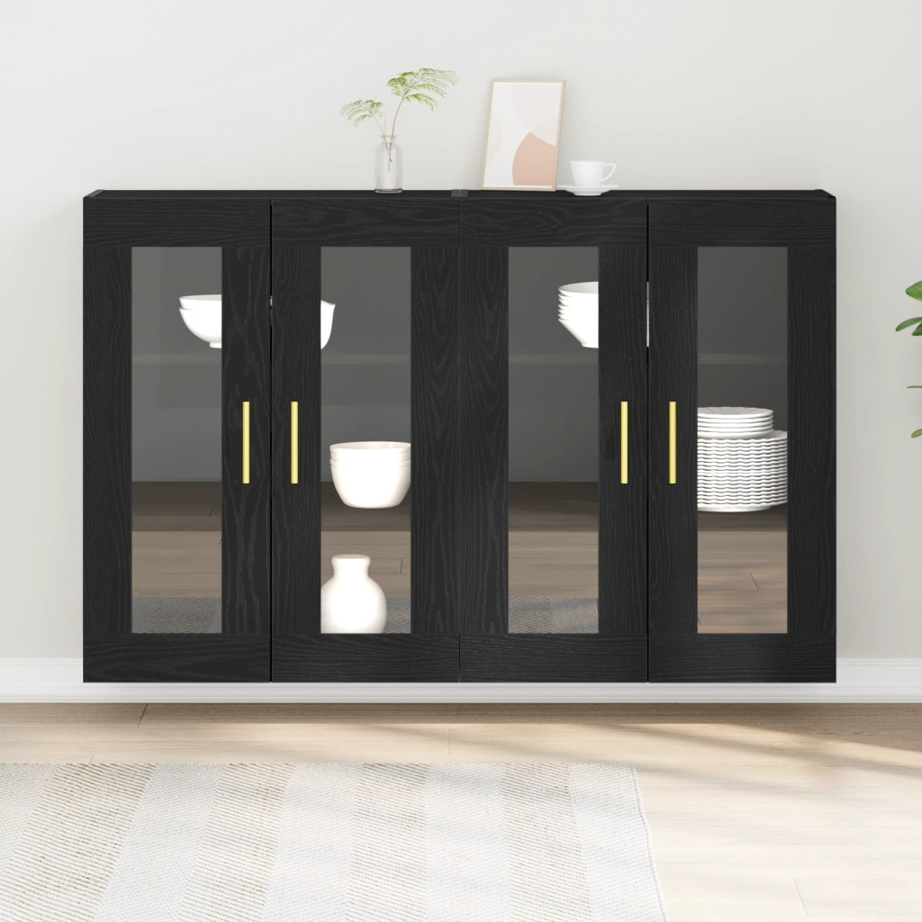 Armadi a muro 2 pezzi Nero Rovere 69,5x34x90 cm Legno ingegnerizzato