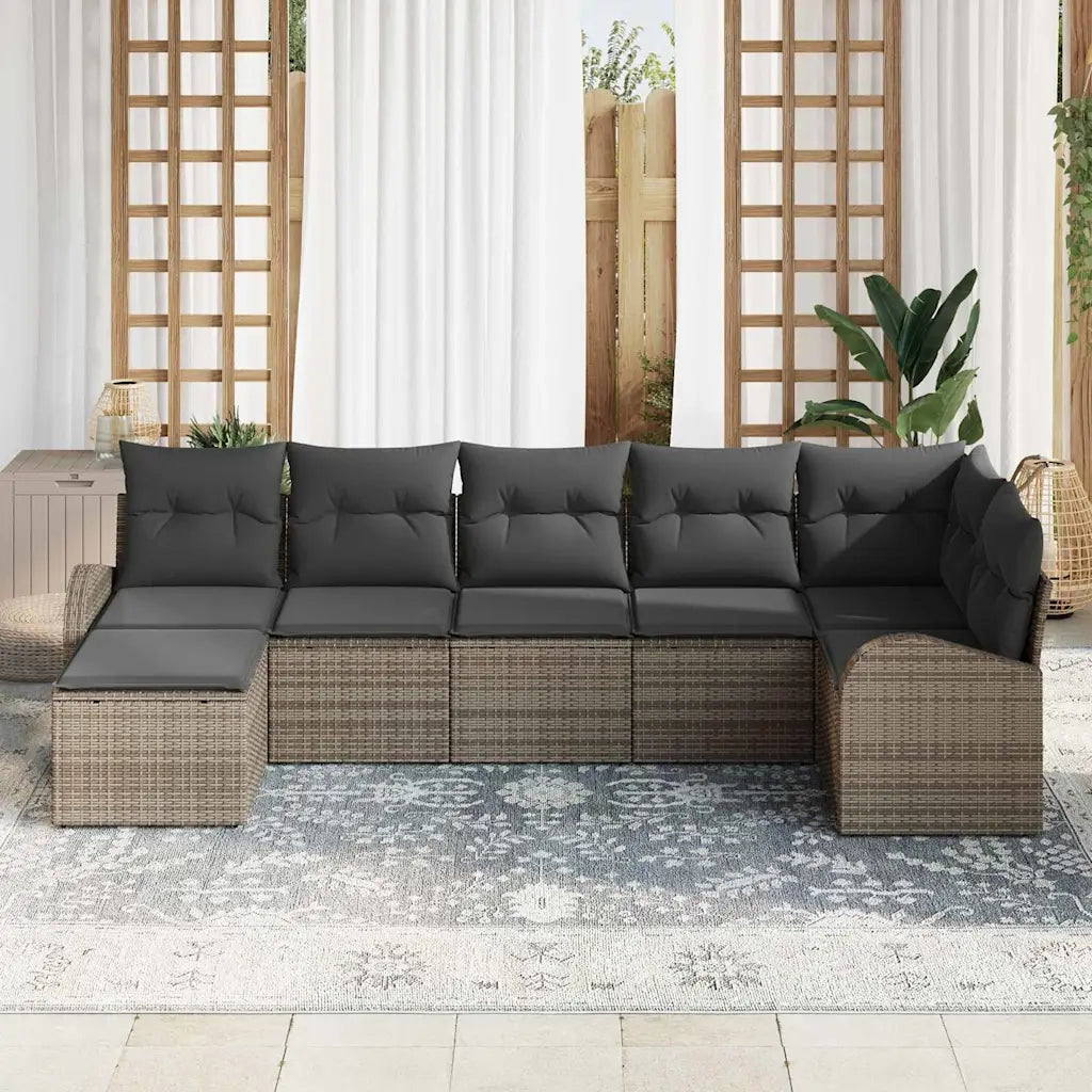 Set di divani con cuscino 7 pcs Grigio polyrattan 3354798