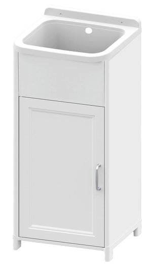 Mobile Lavatoio 40x40x78 cm 1 Anta con Pilozzo Mini in Resina Bianco