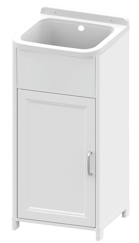 Mobile Lavatoio 40x40x78 cm 1 Anta con Pilozzo Mini in Resina Bianco