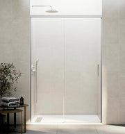Box doccia frontale BASIC 1 fisso + 1 scorrevole 120-125 cm (46-51) nichel vetro trasparente