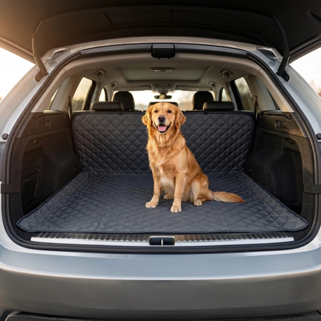 Copri Sedile Auto per Cani Impermeabile e Antigraffio 147x127 cm, Protezione Sedili Posteriori e Bagagliaio Universale per SUV e Auto, Telo Coprisedile Trapuntato Multifunzionale Grigio