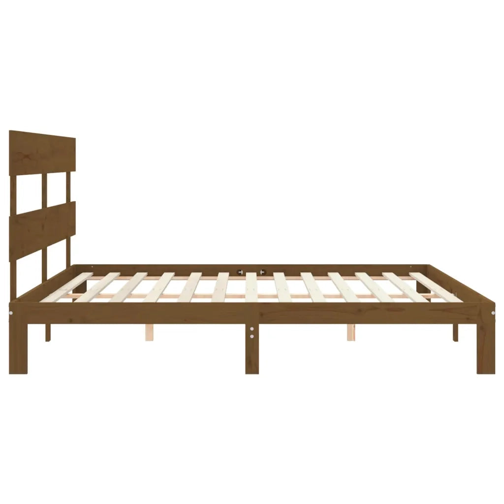 Letto matrimoniale | Letto per adulti | Giroletto con Testiera ambra 200x200 cm in Legno Massello