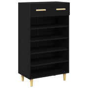 Scarpiera | Mobile per scarpe con cassetto Rovere Nero 60 x 35 x 105 cm