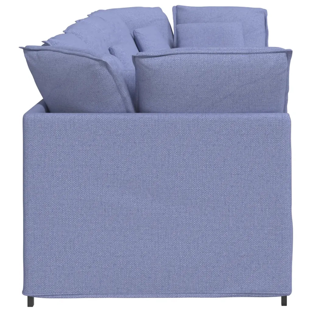 Divano Modulare con Cuscini in Tessuto Jeans Blu 3321277