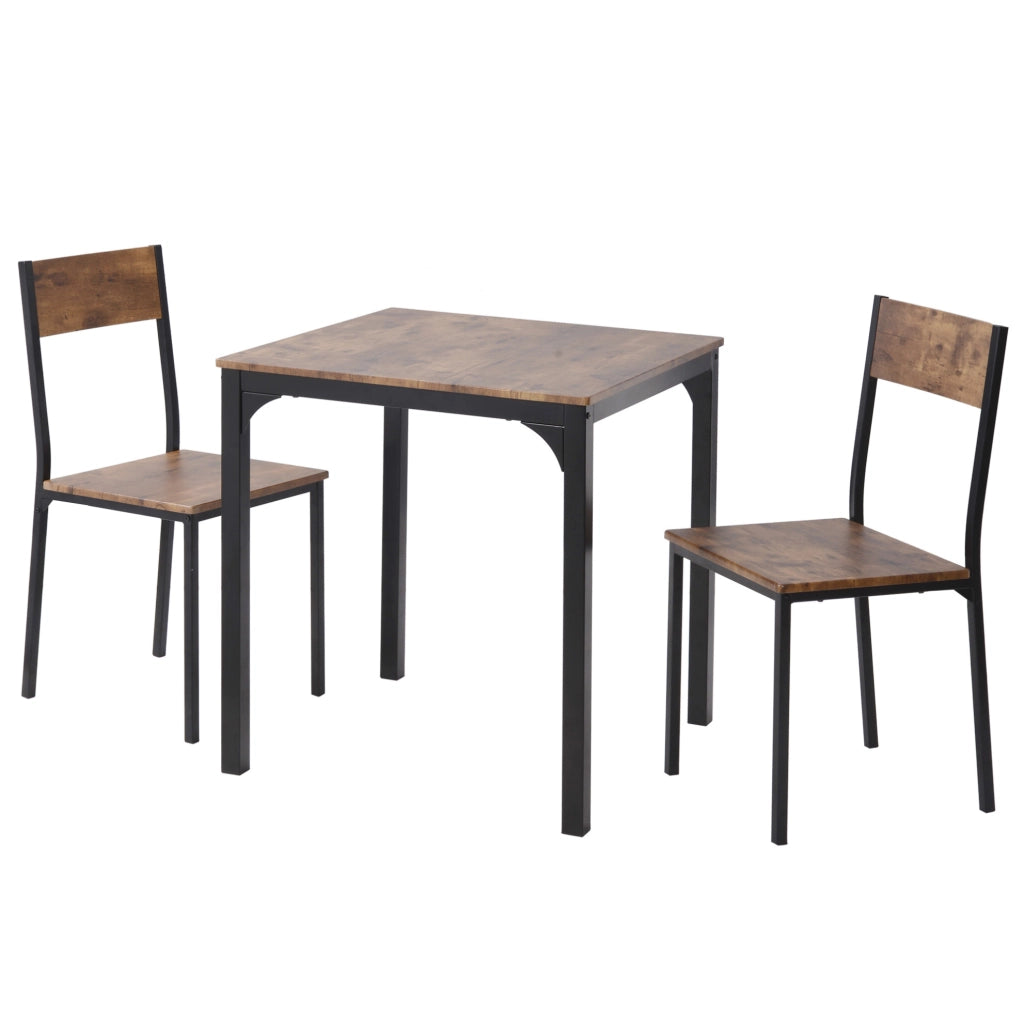 Set tavolo da pranzo con 2 sedie; 70x70x75 cm; metallo marrone
