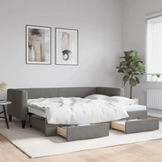 Divano Letto Estraibile Cassetti-Sofa Letto-Daybed Grigio Scuro 90x190cm Tessuto 944972