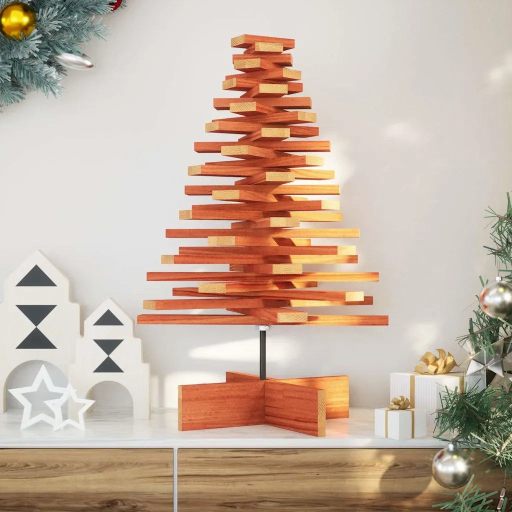 Albero di Natale Marrone Cera 80 cm in Legno Massello di Pino 858203