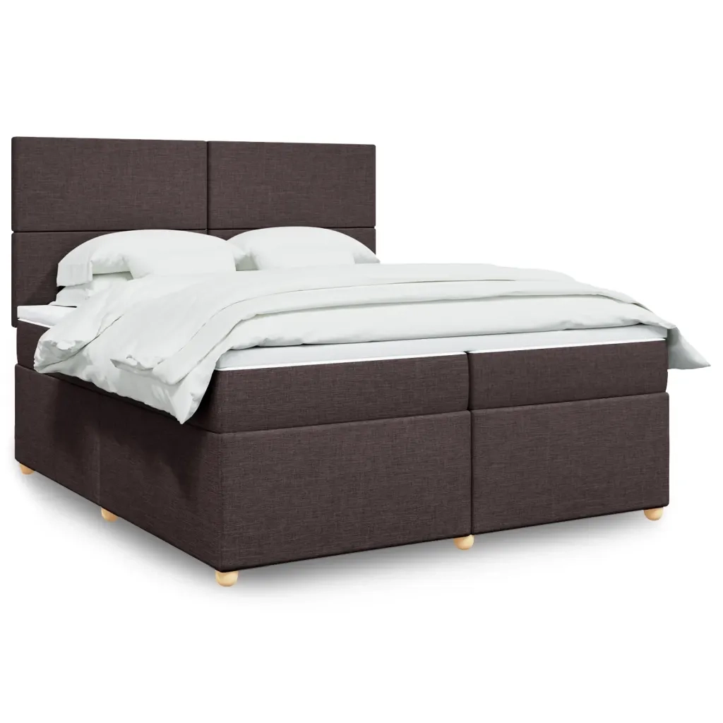 Giroletto a Molle con Materasso Marrone Scuro 200x200cm Tessuto 3291383