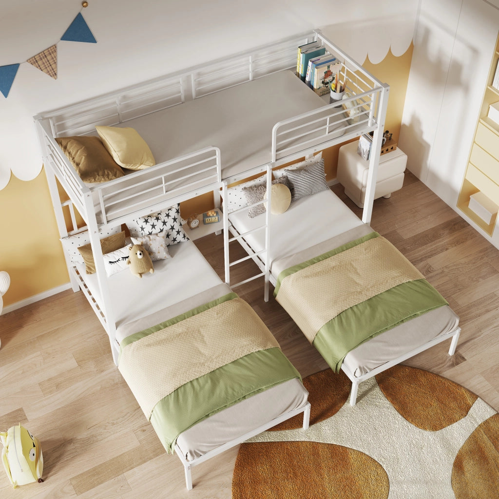 Letto a castello triplo funzione ripiano metallo 90x200 cm