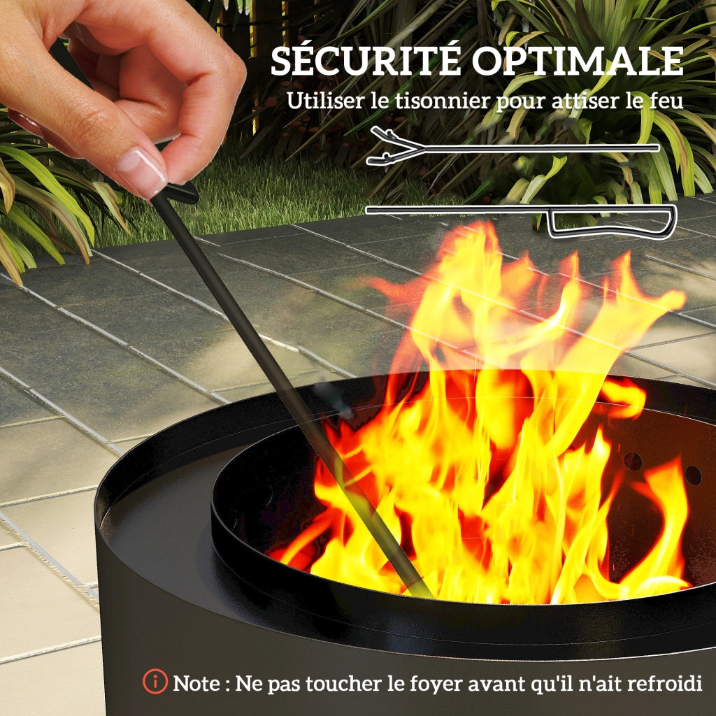 Brasero esterno con portacenere e attizzatoio ¨C zephmum ¨C nero, acciaio, ? 45 cm