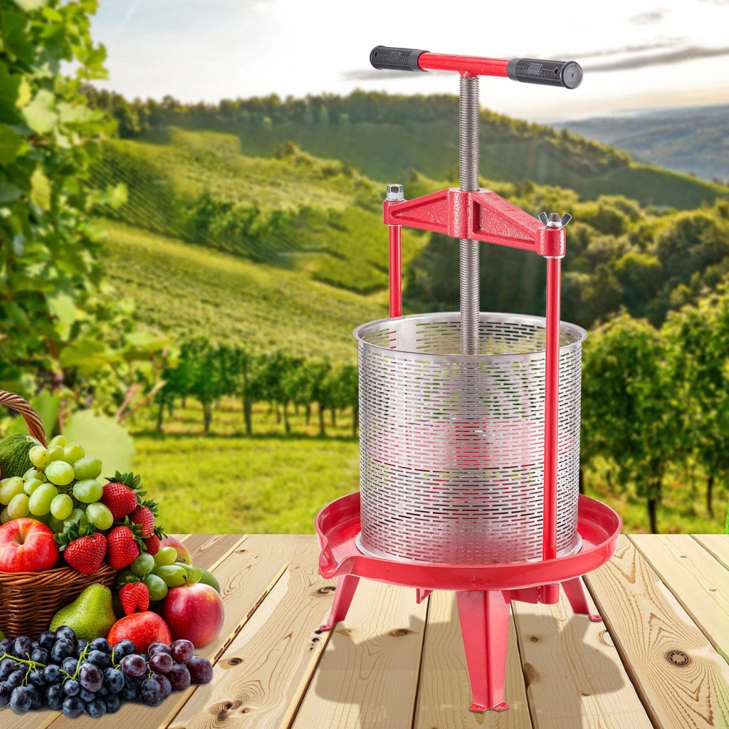 Pressa Manuale per Frutta e Vino 14L LD-BP1402 Cesto in Acciaio Inox Torchio Verticale Robusto e Pratico per Uva e Sidro