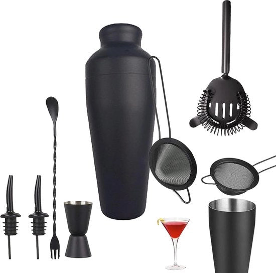 Set di shaker per la preparazione di cocktail - Attrezzatura completa per baristi con shaker, setaccio, jigger e altro