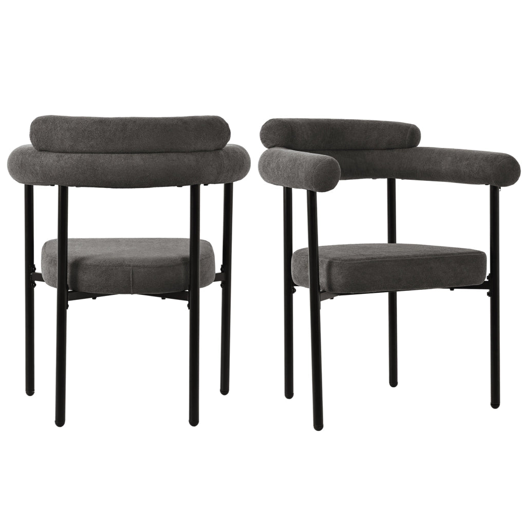 Sedia imbottita ergonomica con schienale avvolgente 70x62x84 cm; tessuto grigio scuro e ferro