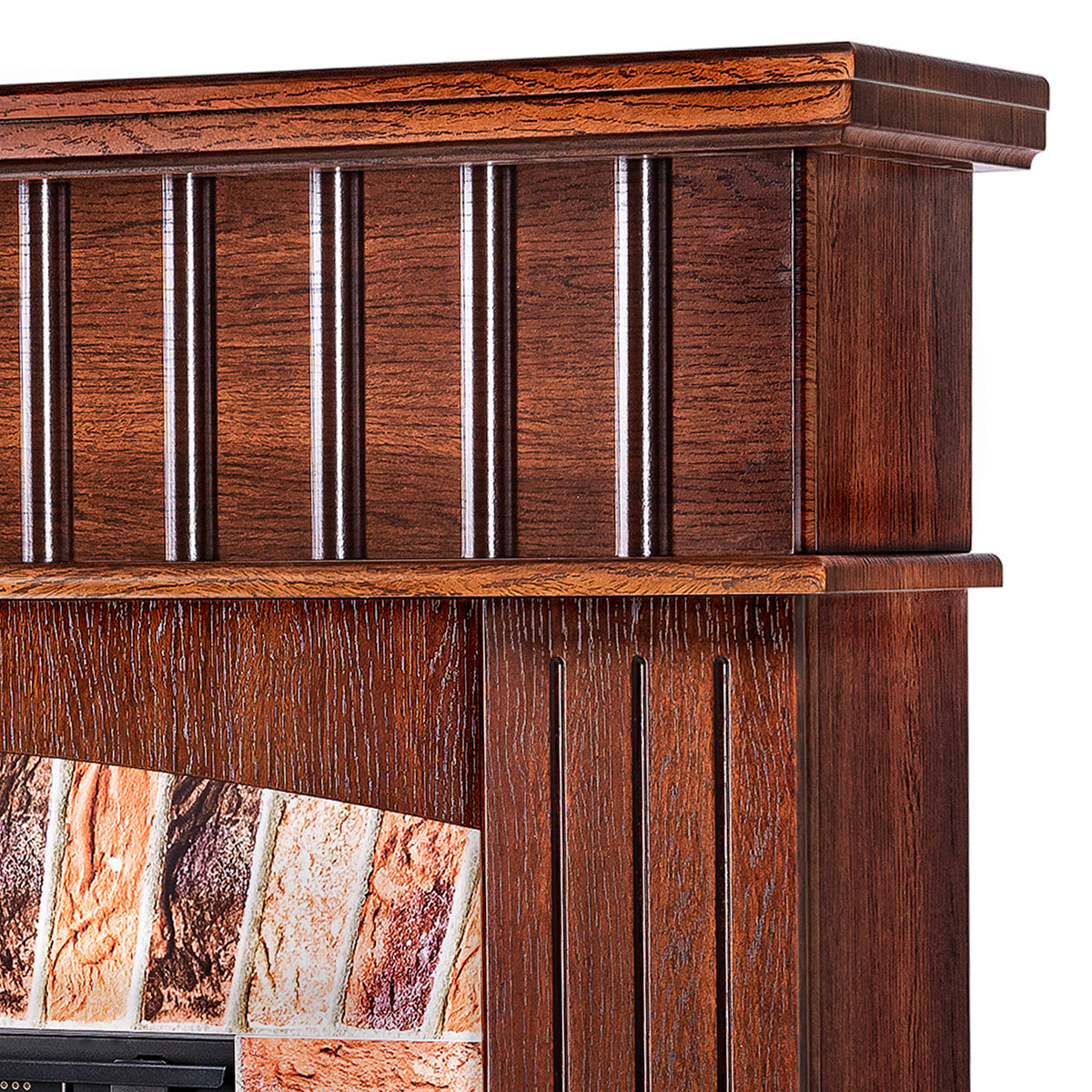 Camino Elettrico da Pavimento 120x145x32 cm Effetto Fiamma 1950W Giselle & Mirabella Castagno