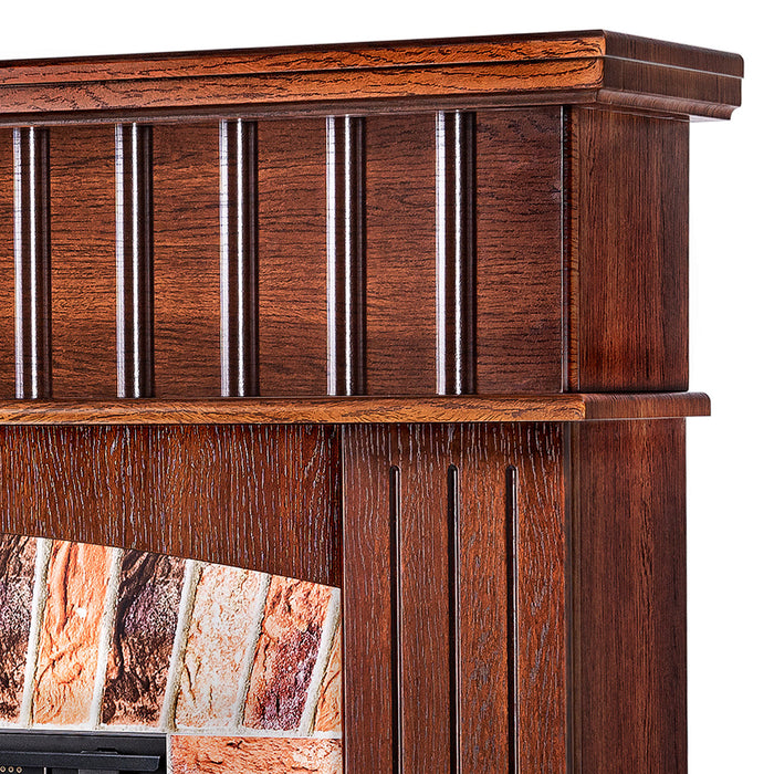 Camino Elettrico da Pavimento 120x145x32 cm Effetto Fiamma 1950W Giselle & Mirabella Castagno