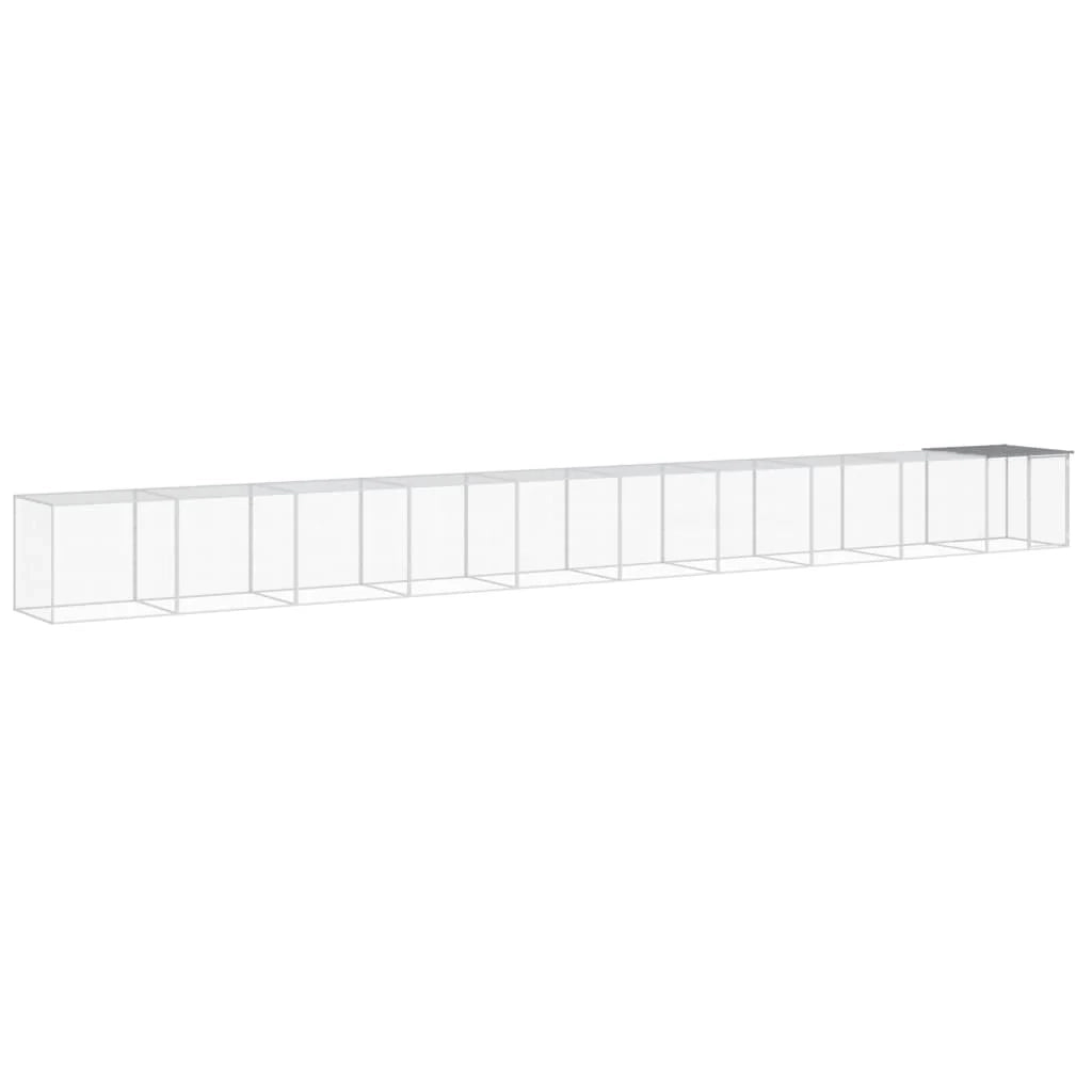Pollaio/recinto/gabbia per polli con tetto trasparente 1003 x 98 x 90 cm acciaio zincato grigio 02_0043980