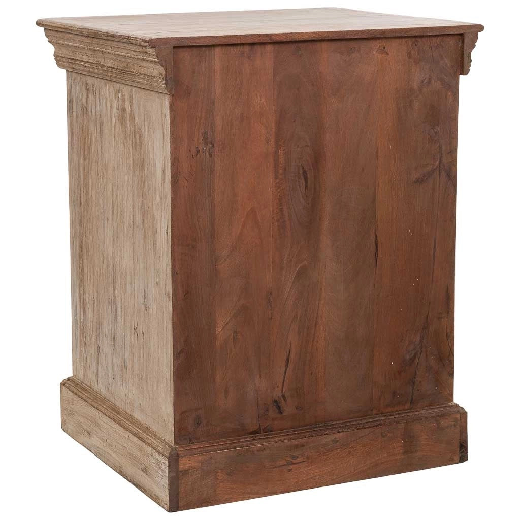 Comodino in legno beige fatto a mano, 53x45x66h cm