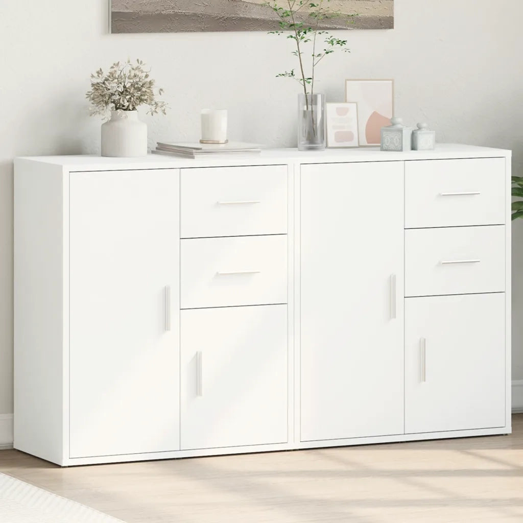 Credenze 2 pz | Madia | Buffet da pranzo | Armadio da pranzo Bianche 60x31x70 cm in Legno Multistrato