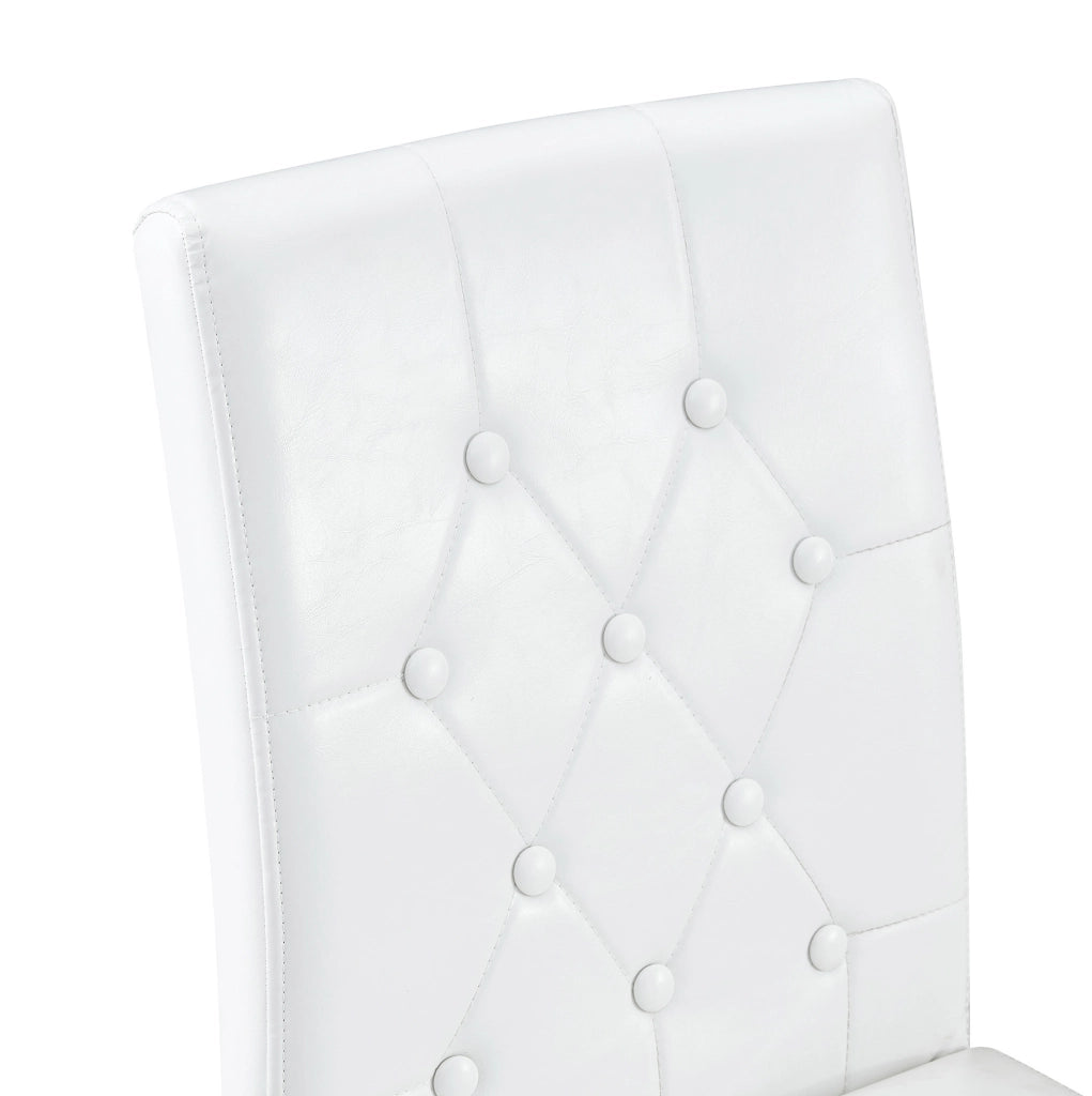 Set di 4 sedie da pranzo bianche e nere in PU con schienale trapuntato; 89 cm
