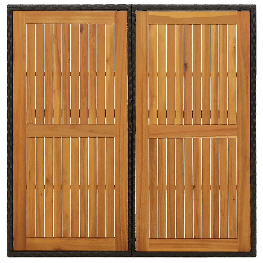 Tavolo Giardino Nero 109x107x74 cm Polyrattan e Massello Acacia 316790