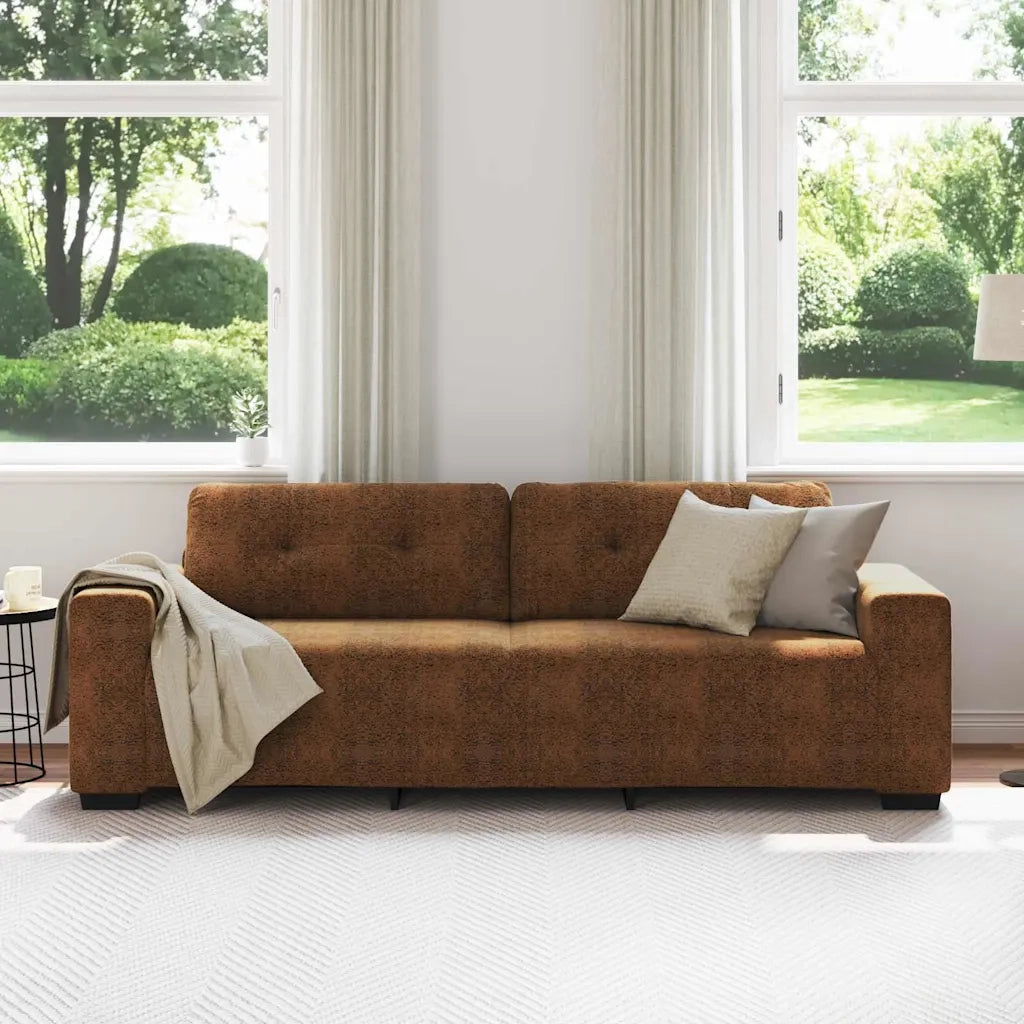 Divano 3-Persone Marrone 220 cm Pelle Scamosciata Sintetica 4105144
