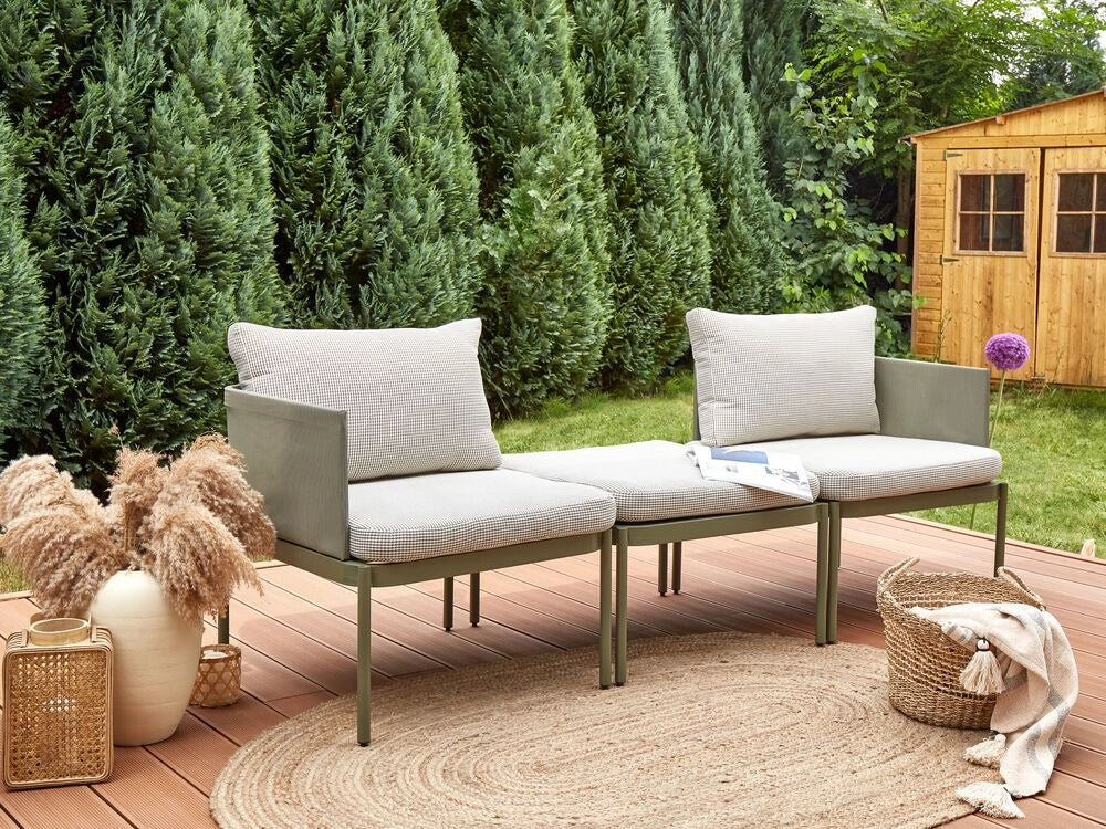 Set soggiorno giardino 2 posti in metallo robusto color verde esterno