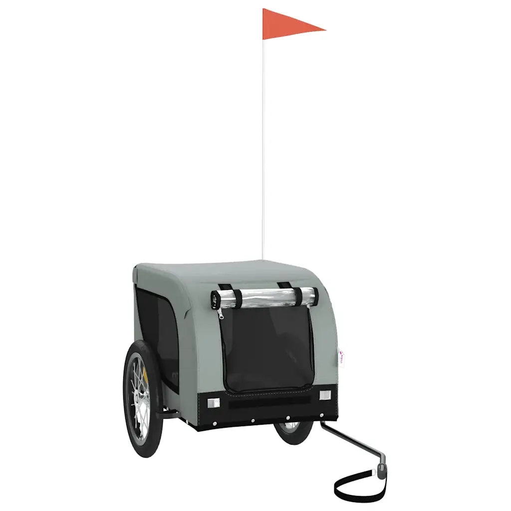 Rimorchio da Bici per Animali Grigio e Nero Oxford e Ferro CFW5263781