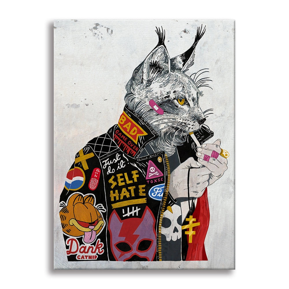 Cat Sherlock -  Quadro Canvas Contemporaneo su telaio in legno Misura: 70x100 cm