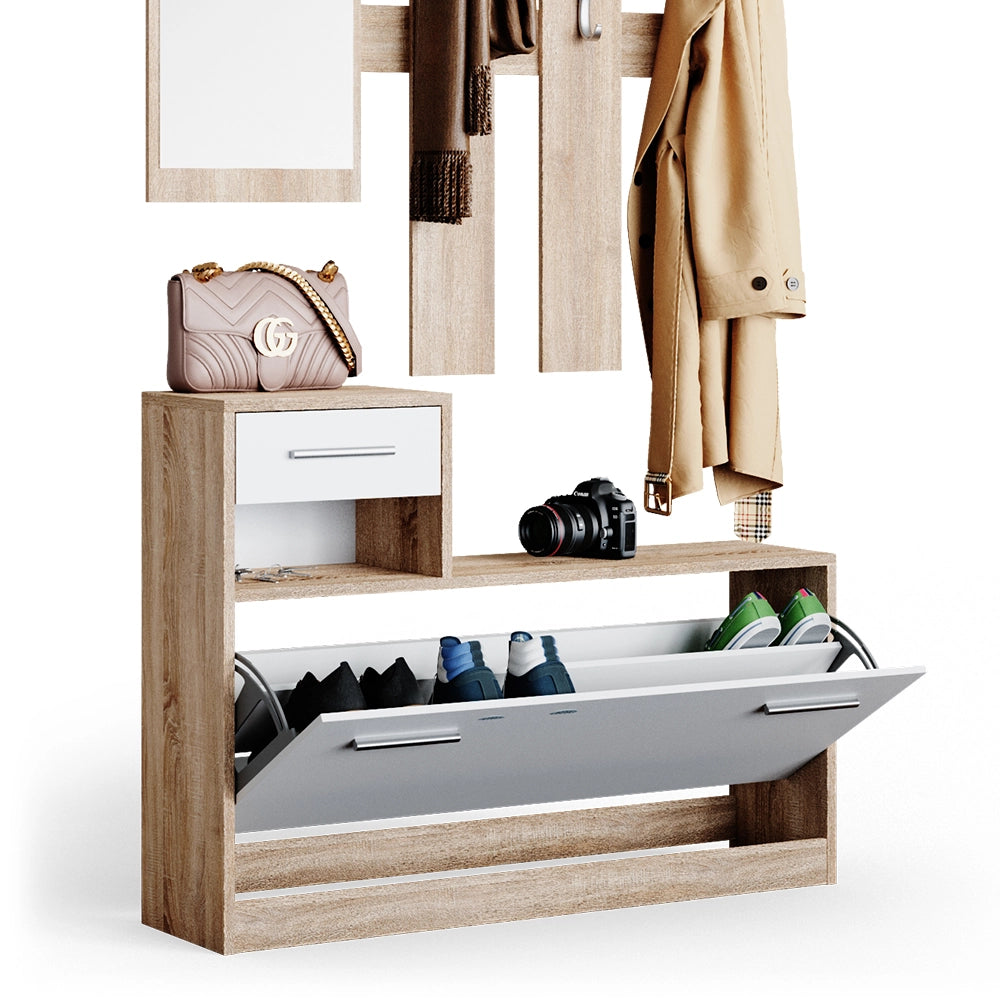 Vicco Armadio da ingresso Bianco/Sonoma 25 x 191 cm