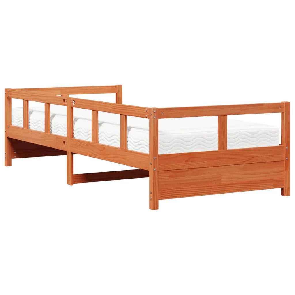vidaXL Dormeuse con Materasso Marrone 80x200 cm Legno Massello di Pino
