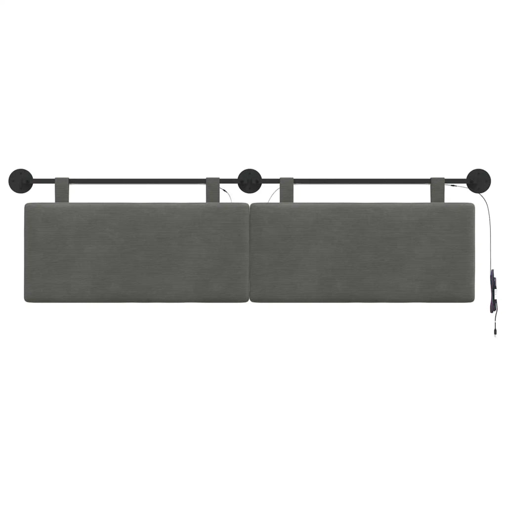 Testiera | Testata sospesa Con luce LED Grigio Scuro Tessuto in Cords
