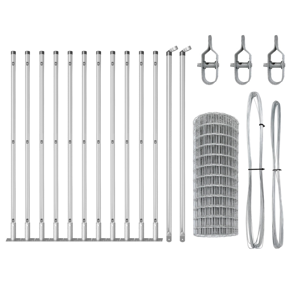 Recinzione Euro con 13 Post Flangiati 0.4x25 m Acciaio Galvanizzato