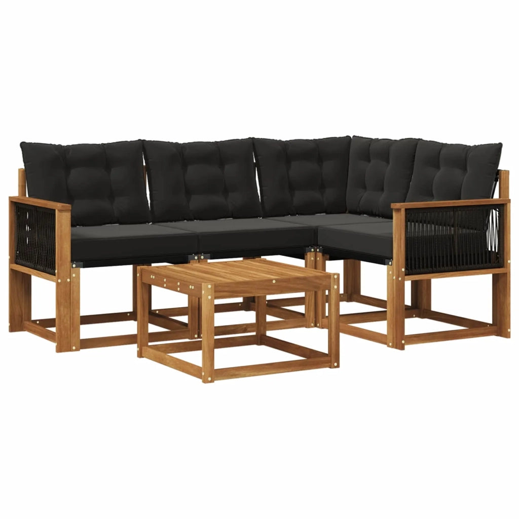Set di divani da esterno 5 pz Naturale e Nero 3381936
