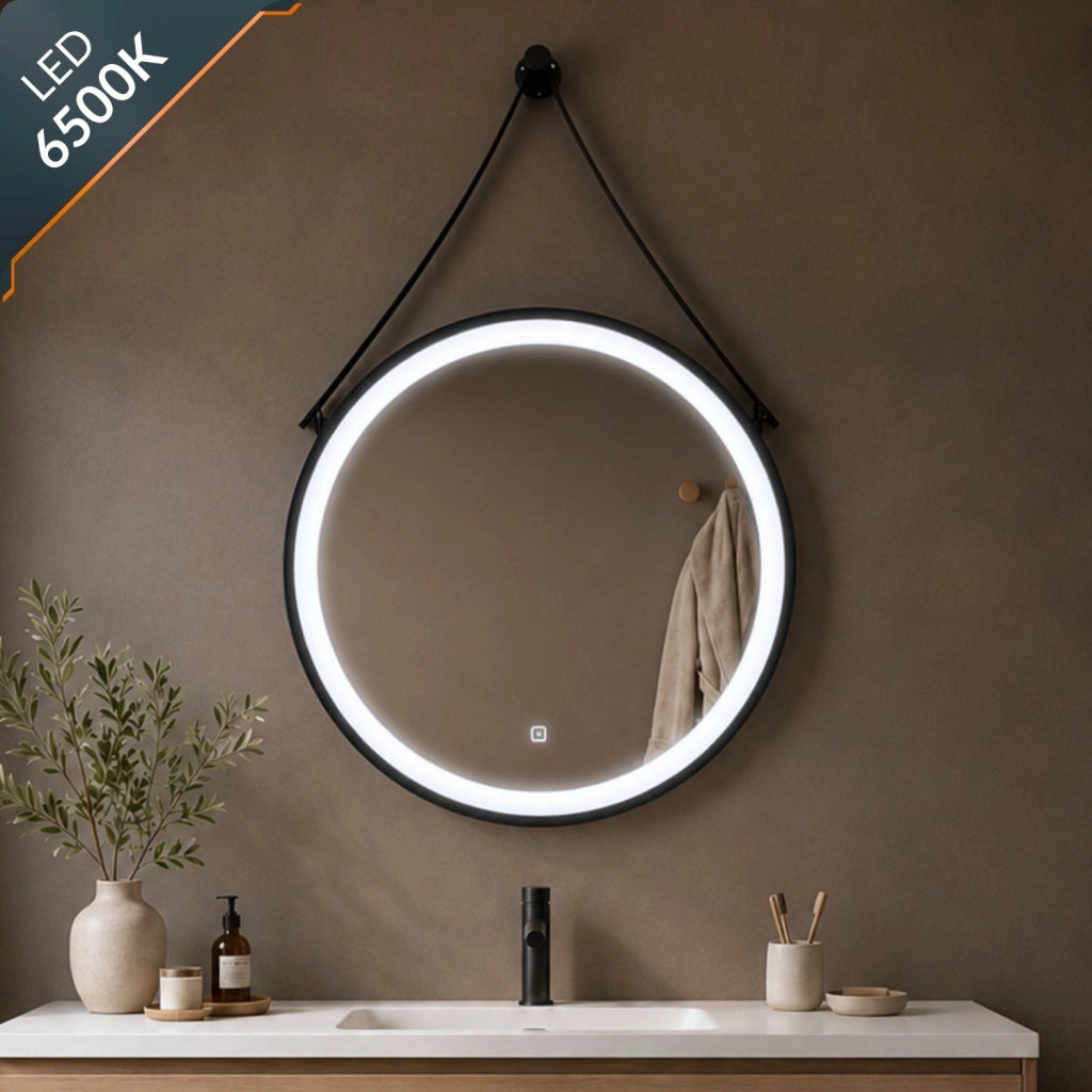 Specchio per ambienti bagni e zone benessere tondo retroilluminato led con interruttore touch *** misura Ø80, tonali...