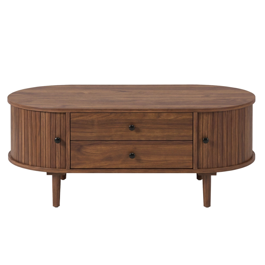 Tavolino da Caff¨¨ Ovale con Cassetti e Ante Scorrevoli ¨C MINIMAL ¨C MDF