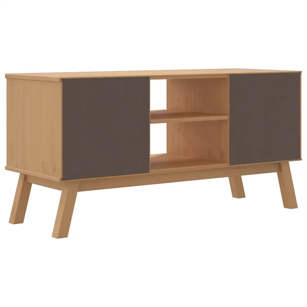 Mobile TV-Credenza per TV-Console TV OLDEN Marrone 114x43x57 cm in Legno Massello di Pino