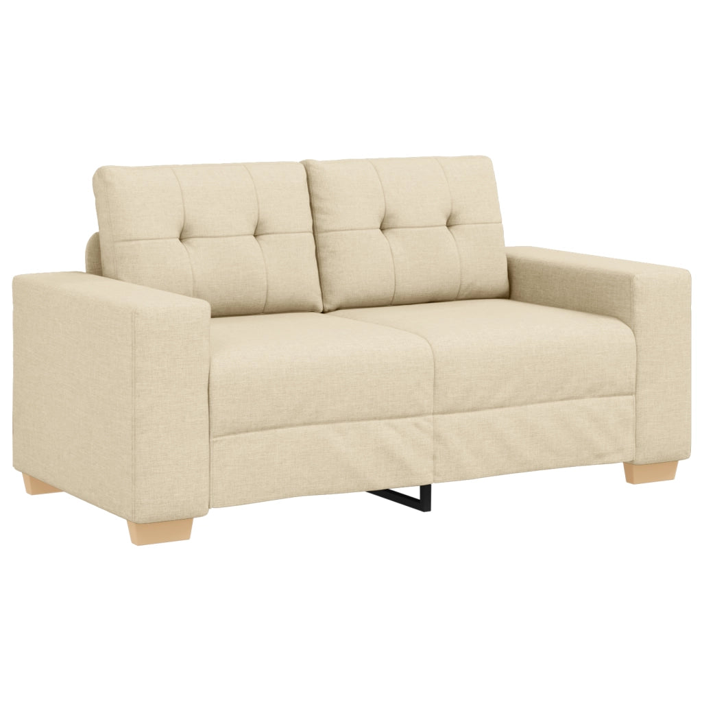 Set Divano 3 Pezzi con Cuscini in Tessuto Crema