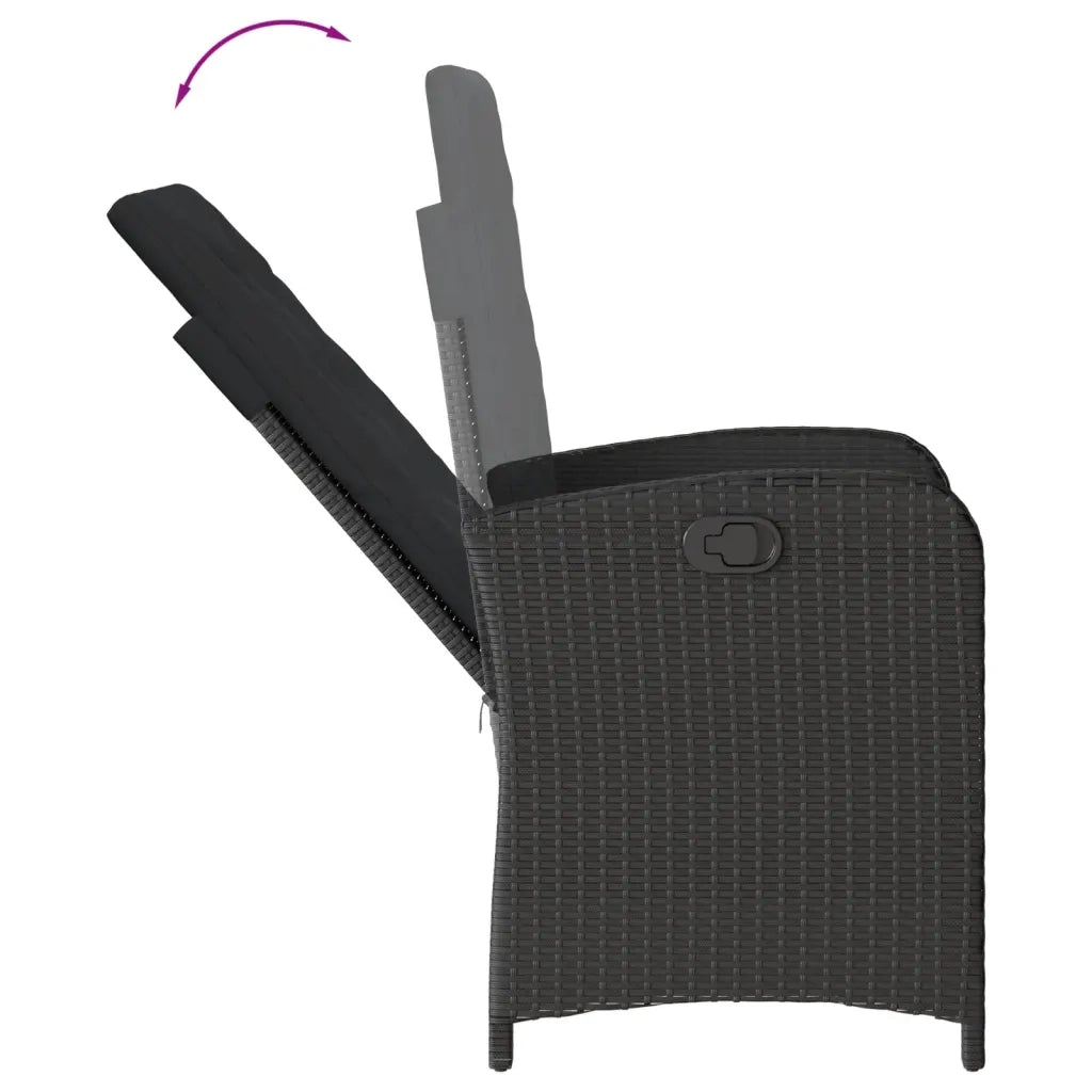 Set da Pranzo da Giardino 9 pz con Cuscini Nero in Polyrattan 3212276