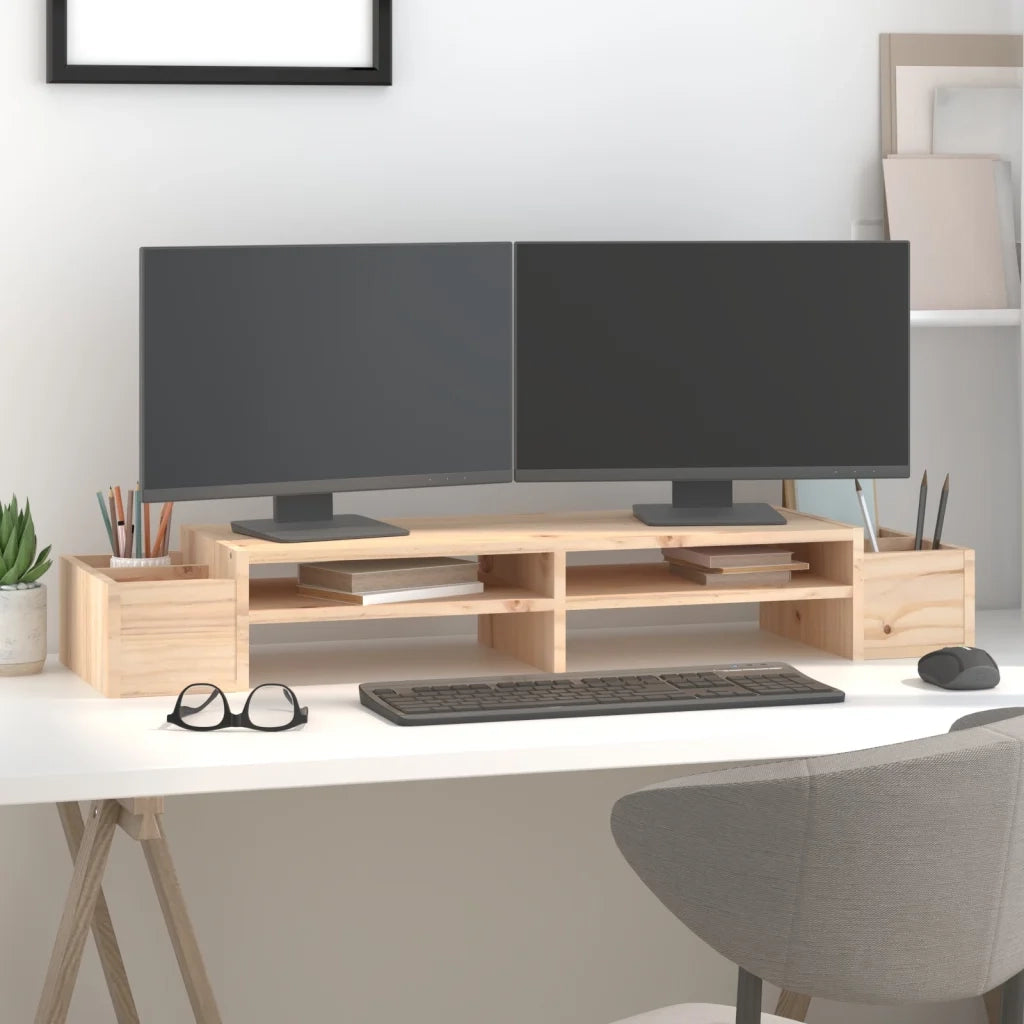 Supporto per Monitor 100x27,5x15cm in Legno Massello di Pino 813969