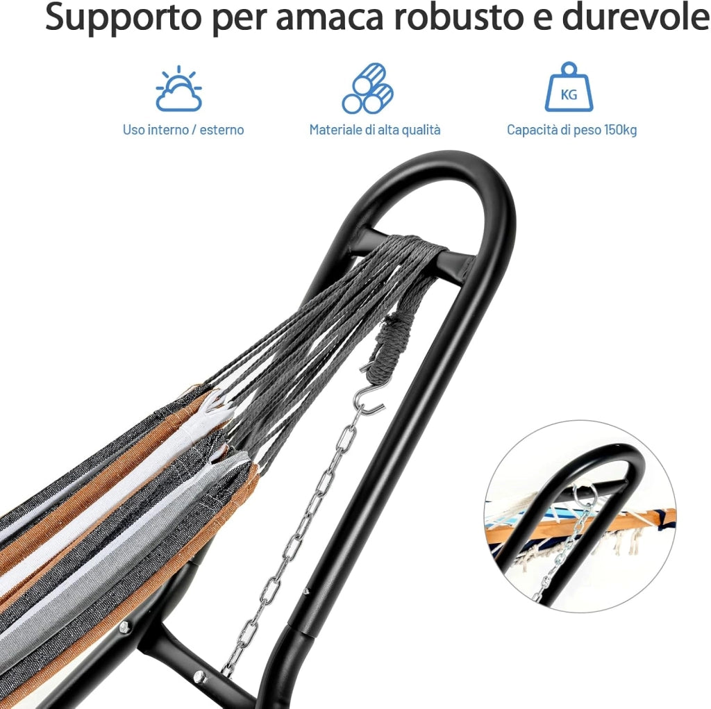 Supporto Universale per Amaca, Regolabile, Portata 200 kg | Telaio per Amaca, Adatto per Amache da 2,75 a 3,6 m di Lunghezza, per Terrazza Esterna Coperta da Giardino, Amaca Non Inclusa