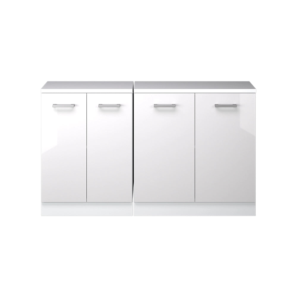 Set di mobili sottotetto Rion Bianco lucido/Bianco 140 cm Set di 2 carcasse armadio profondità 60 cm Vicco