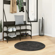 Tappeto Shaggy PAMPLONA a Pelo Lungo Moderno Nero Ø 80 cm 375199