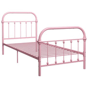Letto singolo | Letto per adulti | Giroletto Rosa in Metallo 90x200 cm