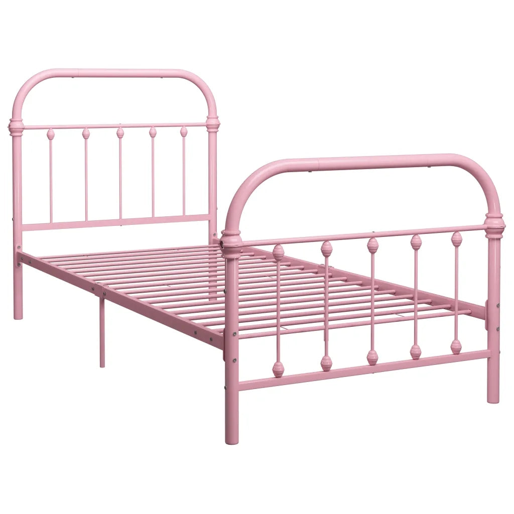 Letto singolo | Letto per adulti | Giroletto Rosa in Metallo 90x200 cm